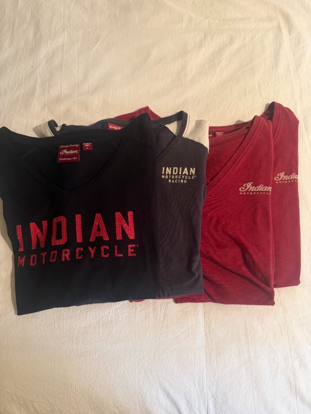 Women Indian Motorcyle T's Size Large